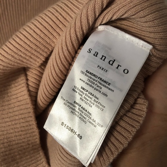 Sandro Blush Wool Blend Long Sleeve Knit with Lace Up Sleeves S - Picture 6 of 9